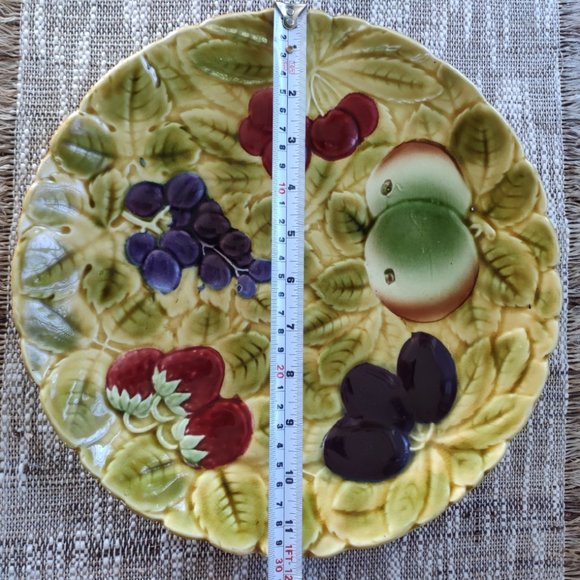 VTG Sarreguemines France Majolica Relief Fruit Platter 11.75" - Picture 10 of 12